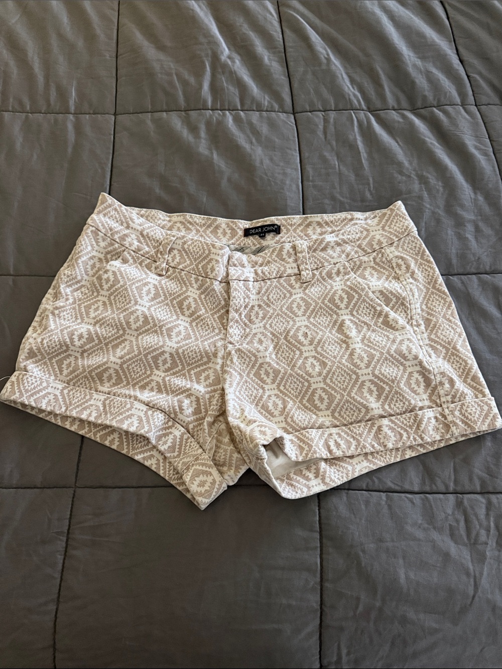 Dear John Beige Cream Geometric Women's Jean Shorts